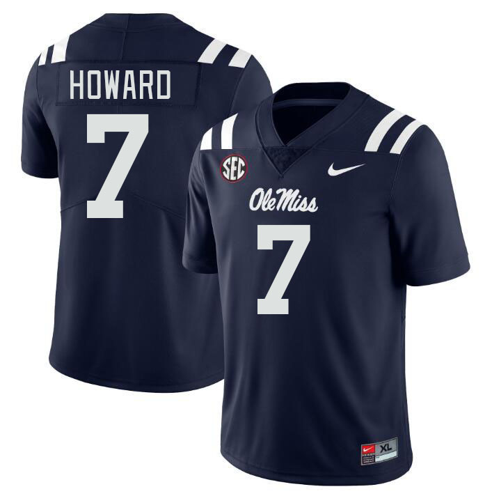 Men #7 Walker Howard Ole Miss Rebels College Football Jerseys Stitched Sale-Navy